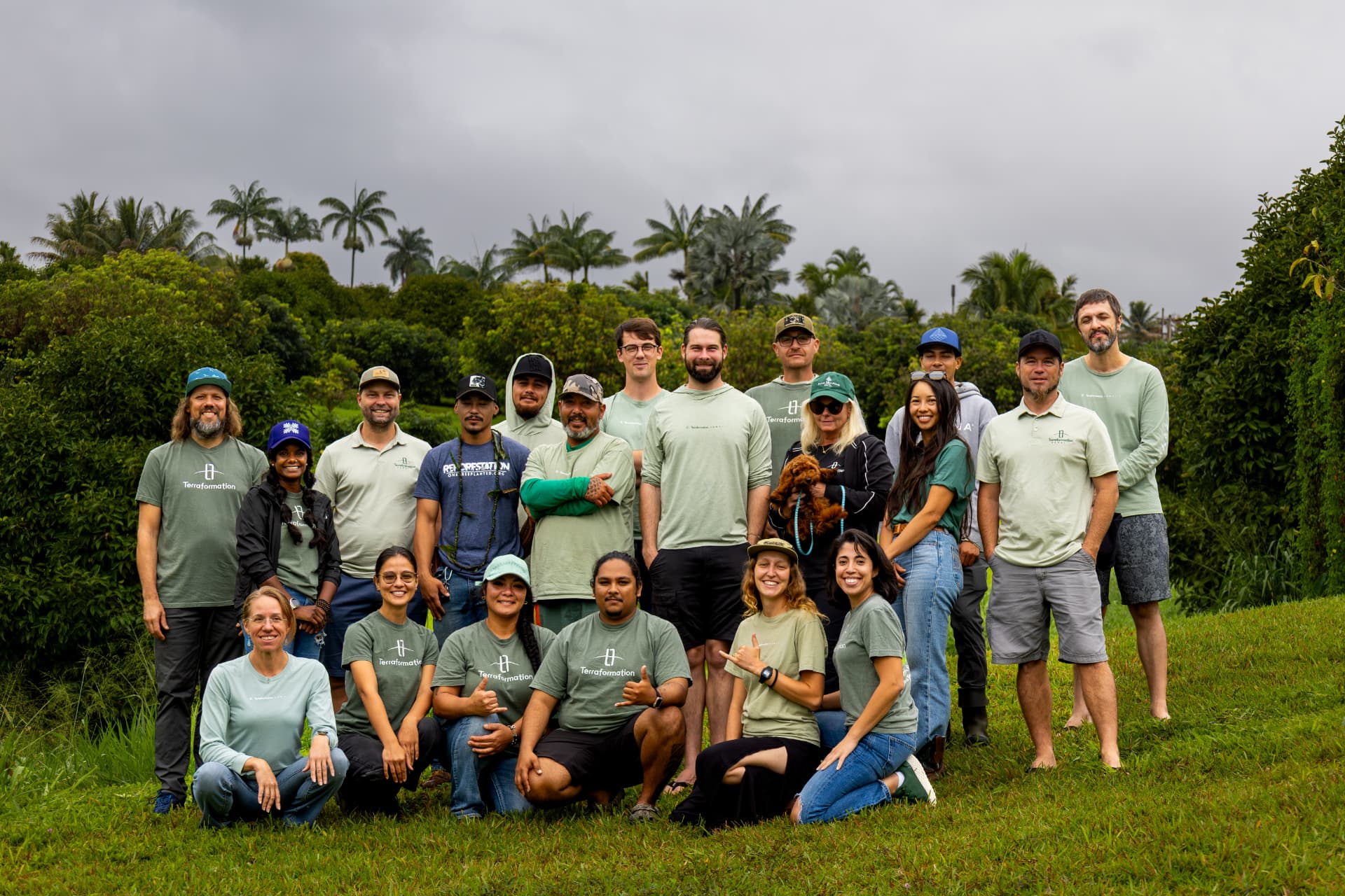 Terraformation team and partners gathered outdoors in Hawaiʻi